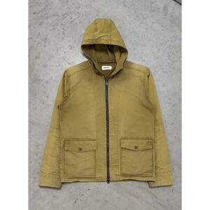 Taylor Stitch Jacket Mens 38 Beige Hooded Canvas Bomber Lined Workwear Full Zip